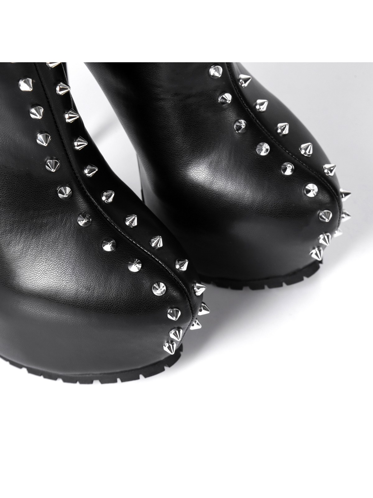 Giaro SOPHIA black thigh high boots with silver spikes