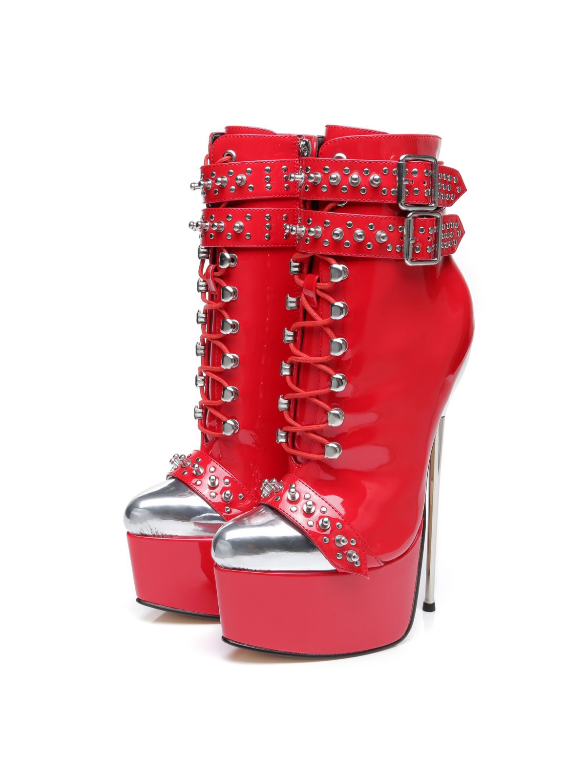 Slick EVIL red booties on extremely heel
