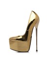 HERO red shiny pumps with gold high heel