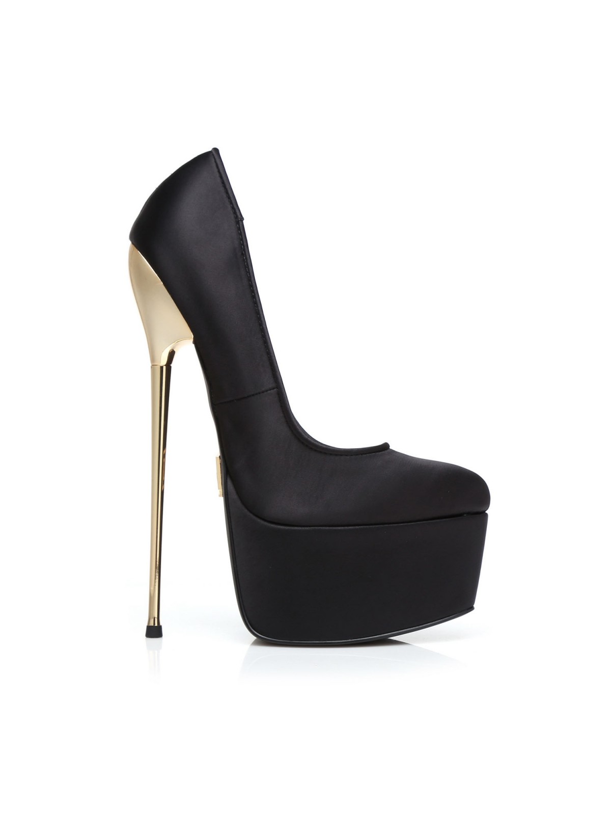 Black shiny Giaro SLICK ENZO platform booties with silver heels