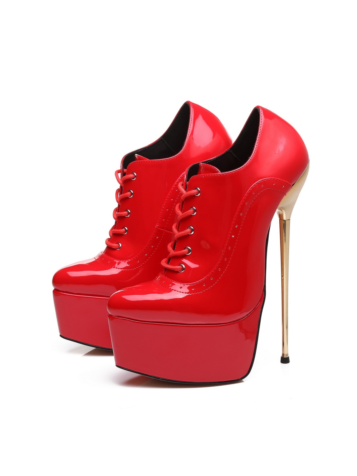 Slick HYPNOTIC red shiny ankle platform boots