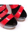 Giaro SISSI Red velour sandals with chunky heels