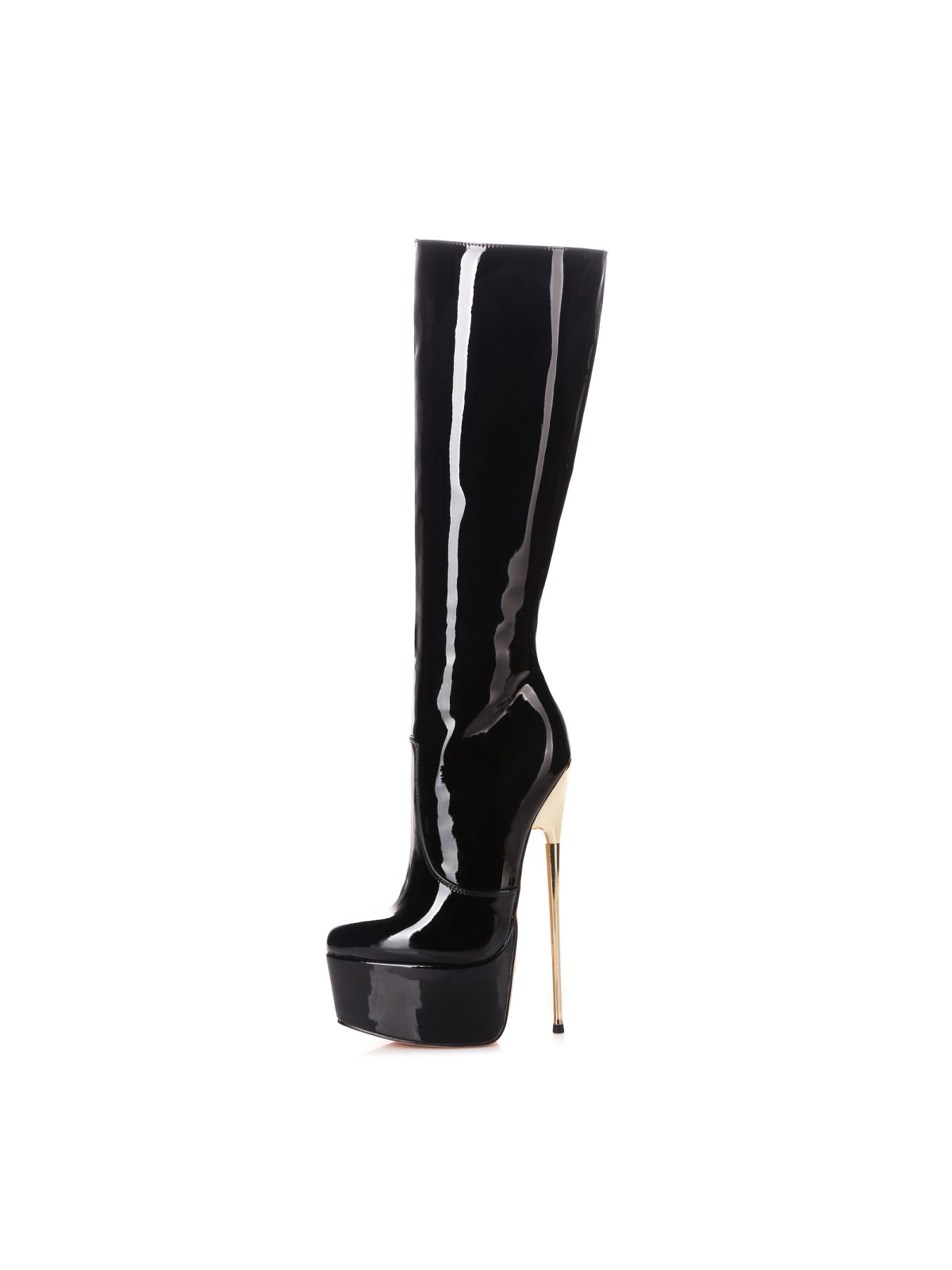 Black and red Shiny Giaro high 16cm heeled knee boots - Giaro High Heels
