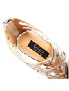 Giaro HERO T-STRAP white lack sandals with gold stiletto heel