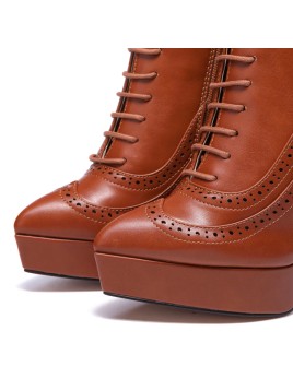 red leather block heel boots