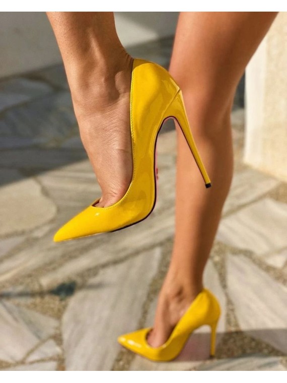 Giaro TAYA yellow shiny high heel pumps