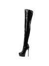 Giaro HERO thigh high boot in black stretch leather and platform