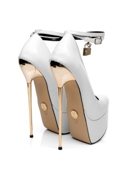 GALANA white shiny stiletto sandals